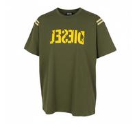 Diesel T-Just-Rib T-Shirt Homme Col Rond Manches Courtes Coton Kaki Vert L