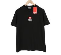 Diesel T-Just-Small-New D Logo S Hommes T-Shirt Noir Tri Manche Tricot Avant