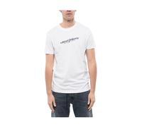 Diesel, Homme, Tops, Blanc, Taille: XL T-shirt blanc à col rond avec logo imprimé