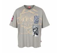 Diesel T-Shirt T-Boxt-Slits-R8 Homme Oversize Manches Courtes Patchs L Gris