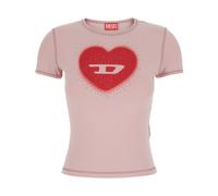 Diesel - T-uncuties Heart Logo T-Shirt - Femme - Tops - Rose - Taille: 36 FR
