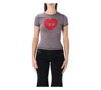 Diesel - T-Uncuties Heart Tee - Femme - Tops - Gris - Taille: 42 FR