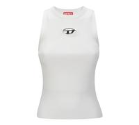 Diesel - Top côtelé à col rond avec logo métallisé - Femme - Tops - Blanc - Taille: 42 FR