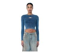 Diesel - Top côtelé avec plaque logo - Femme - Pulls - Bleu - Taille: 36 FR