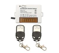 DieseRC Commutateur de télécommande de relais sans fil 2 canaux 433Mhz RF DC 6V 12V 24V 30V 10A Récepteur de relais avec 2 Porte-clés émetteurs, Gros fil terminal câblage facile