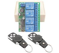 DieseRC Commutateur de télécommande de relais sans fil DC 12V 24V 4 canaux 433Mhz RF 4CH Module récepteur de relais avec 2 émetteurs, télécommande, pour lumières, porte de garage, moteur, bricolage
