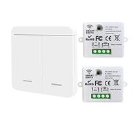 DieseRC Mini commutateur WiFi sans fil télécommande RF 2500W 10A 2 récepteurs avec 1 interrupteur mural sans fil contrôle intelligent via l'application Tuya compatible avec Alexa/Google Home
