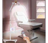 Diesisa Lampe Demi Lune Extension De Cils: Lampadaire à Cils avec Support de Téléphone - Base Roulante -360° Rotative Tête- Luminosité et Hauteur Réglable pour extensions de cils et tatouages-Blanc
