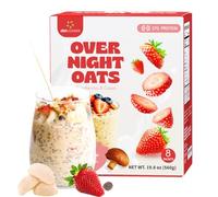 DIET COOKER Avoine de nuit aux champignons, 27 g de protéines et de fraise, riche en protéines et sans gluten, shake d'avoine avec graines de chia, champignon crinière de lion, fraise - tartes à la