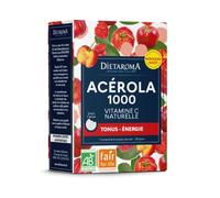 Dietaroma Comprimés Acérola Bio Équitable - Fatigue & Défenses Naturelles - 24 Comprimés - 1000 mg - Vitamine C