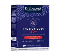 Philaromal Probiotiques 50+ - Complément alimentaire probiotique pour la flore intestinale des plus de 50 ans | 10 milliards de ferments - 5 souches | Source d'antioxydants