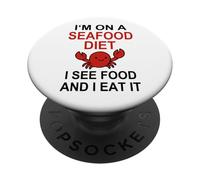 Diète amusante sur les fruits de mer, conception d'une blague sur le crabe PopSockets PopGrip Adhésif