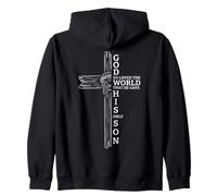 Dieu aimé Le Monde avec Verset biblique Jésus Visage Croix Graphique Sweat à Capuche