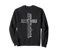 Dieu aimé Le Monde avec Verset biblique Jésus Visage Croix Graphique Sweatshirt