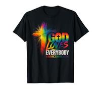 Dieu Aime Tout Le Monde Rainbow Pride Christian Cross Love T-Shirt