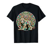 Dieu aztèque Tezcatlipoca et léopard avec calendrier maya T-Shirt