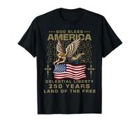 Dieu bénisse l'Amérique, 250e Anniversaire de la liberté céleste et Patriotique T-Shirt