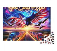 Dieu bénisse Les États-Unis Art Puzzle 1000 Pièces Carton Épais pour Adolescents 12-18, Puzzle Entraînement Cérébral, Loisir De Vacances, Cadeau D’Anniversaire Attentionné 38x26cm/1000pcs