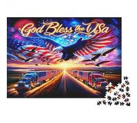 Dieu bénisse USA Art Puzzle 1000 Pièces Adulte avec Emboîtement Parfait, Jeu De Puzzle Jeu De Famille Amusant Et Stimulant pour Se Détendre Après Le Travail, Idée Cadeau Original 38x26cm/1000pcs