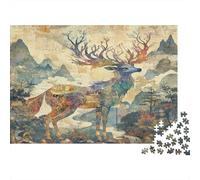 Dieu cerf Puzzle 1000 Pieces Cadeau Unique Jeu ÉduChatif Challenge Toy À De Qualité Supérieure Peinture Art pour Adultes Et Enfants À Partir De 12 Ans 1000pcs (75x50cm)