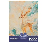 Dieu cerf Puzzle 1000 Pièces Cadeau Unique Jeu Éduchatif Défi Jouet À De Qualité Supérieure Peinture Art pour Adultes Et Enfants À Partir De 12 Ans 38x26cm/1000pcs
