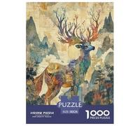 Dieu cerf Puzzles 1000 Pièces Cadeau Unique Animaux Jeu Éduchatif Challenge Toy À De Qualité Supérieure Peinture Art pour Adultes Et Enfants 38x26cm/1000pcs