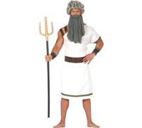 Dieu de la mer Grecque romaine Ancienne Tunique Carnaval Costume Mardi Gras Prêtre Mythologie Zeus Poséidon Bracelet Ceinture Tunique Blanc, Taille : 52 - 54 (L) Couleur : Blanc