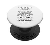 Dieu de l'Espérance, Ecriture, Verset de la Bible, Foi, Esprit, Romains 15:13 PopSockets PopGrip Adhésif