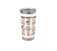 Dieu Dit Je Suis Chats Verset Biblique Chrétien Chaton Foi Gobelet isotherme en acier inoxydable double paroi