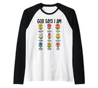 Dieu Dit Que Je suis Fleurs Christianisme Jésus Bible Manche Raglan