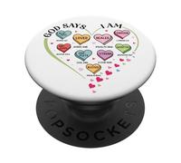 Dieu Dit Que Je suis Les Écritures, Le cœur, Le chrétien, Jésus PopSockets PopGrip Adhésif