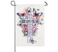 Dieu Dit Que Tu Es Des Fleurs De Pâques, Des Papillons, Des Versets Sur Les Fleurs, Une Croix, Une Inspiration Religieuse Drapeau Solide Drapeaux Résistant Bannière Pour Bar 30X45Cm