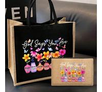 Dieu dit que tu es : Un sac à maquillage noir et blanc mignon de voyage pour femme, un organiseur de maquillage léger, un portefeuille de pièces de monnaie pour les essentiels de voyage, un sac à main