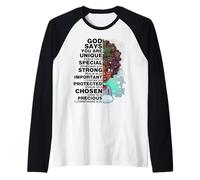 Dieu Dit Que tu ES Winter Melanin Queen Black Girl Magic Snow Manche Raglan