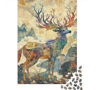 Dieu du Cerf Puzzle 1000 Pieces Cadeau Unique Jeu ÉduChatif Challenge Toy À De Qualité Supérieure Peinture Art pour Adultes Et Enfants À Partir De 14 Ans 1000pcs (75x50cm)