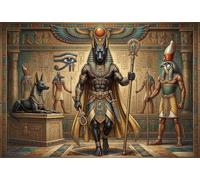 Dieu égyptien Anubis Puzzle en Bois 1000 Pièces Adultes Et Enfants,Dès 14 Ans,Défi, Déco Murale,Premium,Bois,Jeu Éducatif,Anti-Stress,Détente,Casse-tête (75x50cm)