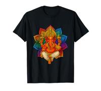Dieu éléphant Inde Méditation Hindou Ganesh Mandala Fleur T-Shirt