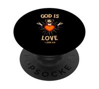 Dieu est Amour Citation chrétienne Verset biblique cœur Jésus PopSockets PopGrip Adhésif