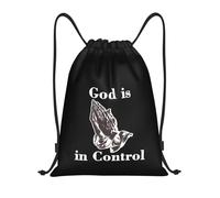Dieu Est Aux Commandes Les Mains De Dieu Prient PE Sac Unisexe Sac À Dos À Cordon Étanche Sack Sport Gymnastique pour Vacances Sports Yoga 39X46Cm