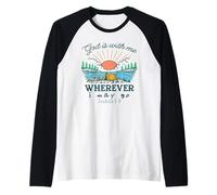 Dieu est avec Moi où Que j'aille - Joshua 1:9 Retro Camping Manche Raglan