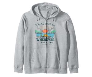 Dieu est avec Moi où Que j'aille - Joshua 1:9 Retro Camping Sweat à Capuche