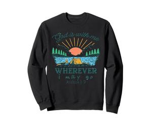 Dieu est avec Moi où Que j'aille - Joshua 1:9 Retro Camping Sweatshirt