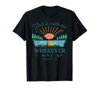 Dieu est avec Moi où Que j'aille - Joshua 1:9 Retro Camping T-Shirt