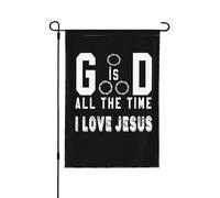 Dieu Est Bon En Tout Temps. J'Aime Jésus. Drapeaux De Jardin Avec Œillets Bannière Double Face Drapeau De Cour Pour Chambres Dortoirs Événement 30X45cm