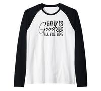 Dieu est Bon Tout Le Temps Verset biblique chrétien Mignon Croix Manche Raglan