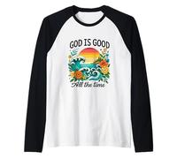 Dieu est Bon Tout Le Temps Verset biblique chrétien Mignon Plage Manche Raglan