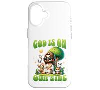 Dieu Est De Notre Côté Humour Jésus Animal Coque pour iPhone 16