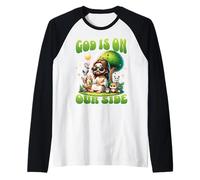 Dieu Est De Notre Côté Humour Jésus Animal Manche Raglan