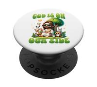 Dieu Est De Notre Côté Humour Jésus Animal PopSockets PopGrip Adhésif