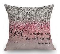 Dieu Est en Elle, Elle Ne Faillira Pas Housses Coussin Moderne Canapé Taie d'oreiller Premium Housse De Coussin pour Patio Ferme Décoration 45X45Cm